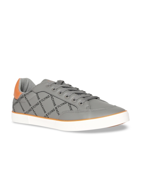 

Flying Machine Men Grey Printed Synthetic Leather Sneakers