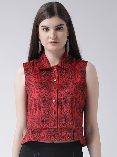 

Latin Quarters Women Red Snakeskin Print Crop Top