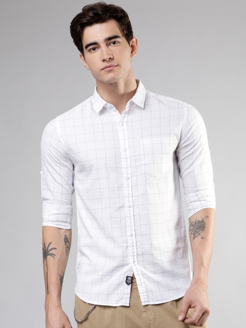 

Ecko Unltd Men White & Blue Slim Fit Checked Casual Shirt