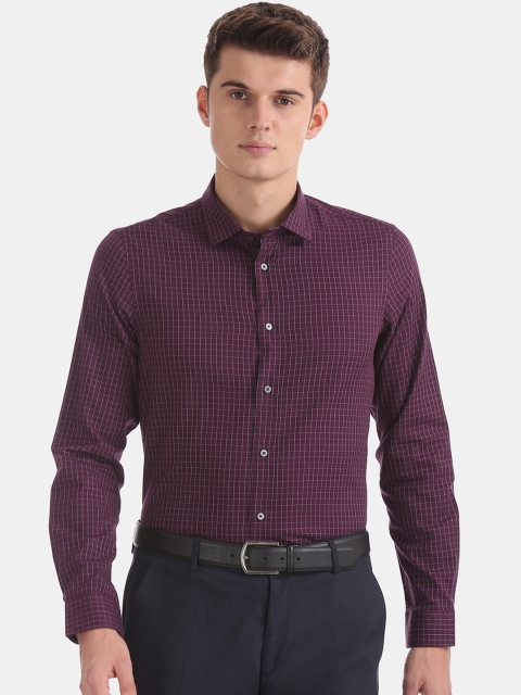 

Arrow New York Men Purple Slim Fit Checked Formal Shirt