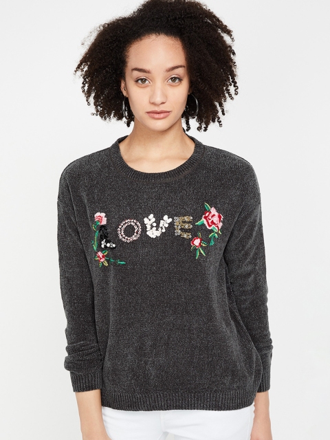 

Ginger by Lifestyle Women Grey Self Design Sweater