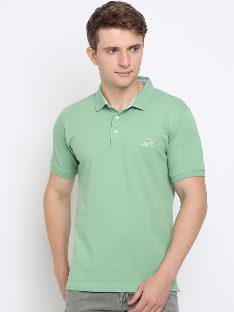 

Crocodile Men Green Solid Polo Collar T-shirt