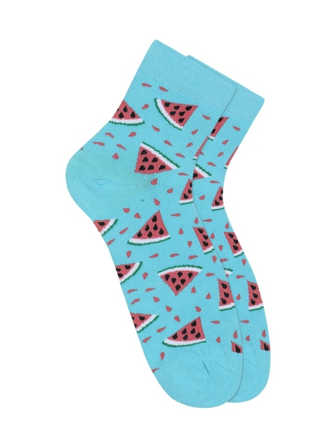 

Soxytoes Unisex Turquoise Blue & Pink Watermelon Calf-Length Patterned Socks