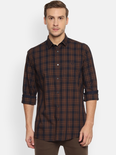 Van Heusen Sport Men Brown Slim Fit Checked Casual Shirt