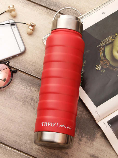 

TREO Red & Steel Pebble Thermosteel Hot & Cold Bottle 710 ml