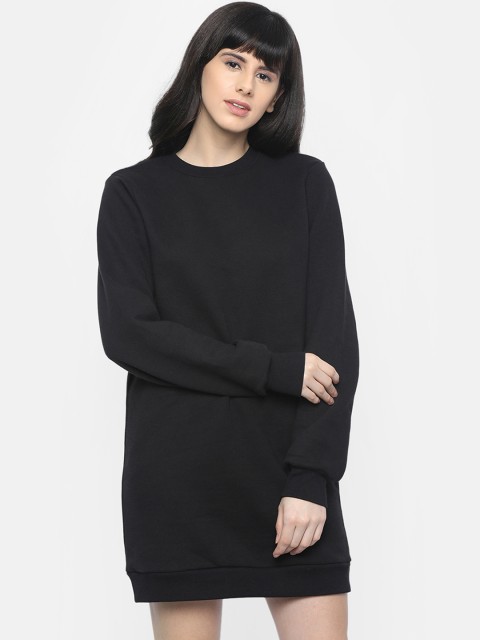 

ISU Women Solid Black T-shirt Dress