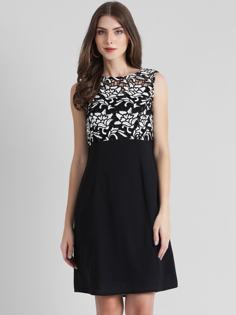 

Zink London Women Self Design Black A-Line Dress