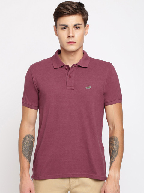 

Crocodile Men Maroon Solid Polo Collar T-shirt