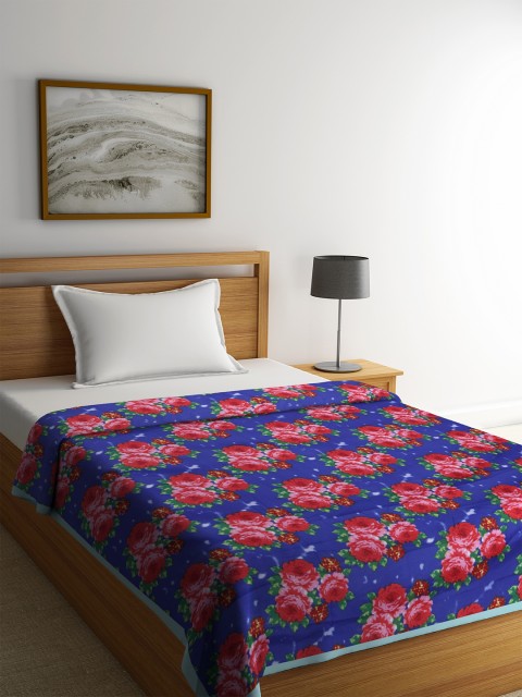 

Cortina Purple & Blue Floral AC Room 210 GSM Single Bed Dohar