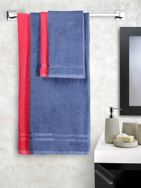 

SPACES Set of 4 Solid 380 GSM Bath & Hand Towels, Fuchsia