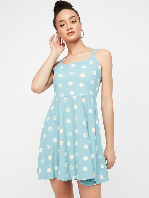 

Ginger by Lifestyle Women Printed Sea Green Fit and Flare Dress
