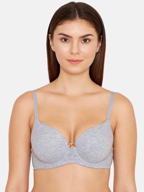 

Zivame Grey Melange Solid Underwired Lightly Padded T-shirt Bra ZI1135COREAGREY