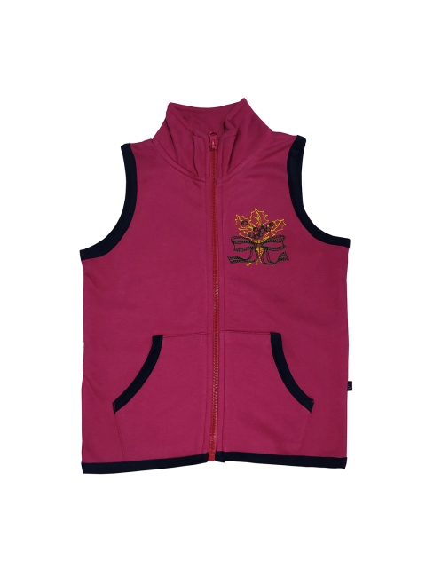 

KiddoPanti Girls Pink Solid Windcheater Jacket