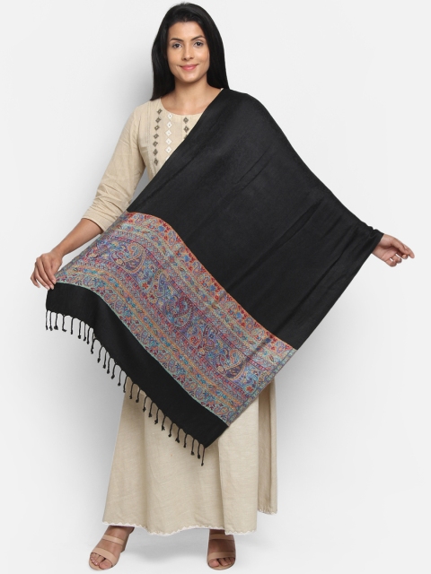 

Anekaant Women Black Woven Design Viscose Rayon Paisley Shawl