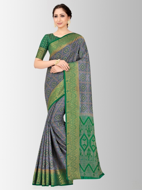

MIMOSA Grey & Green Art Silk Woven Design Patola Saree