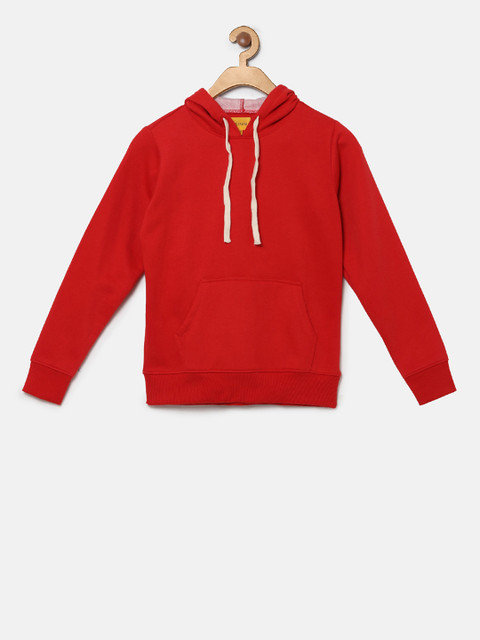 

Instafab Boys Red Solid Hooded Sweatshirt