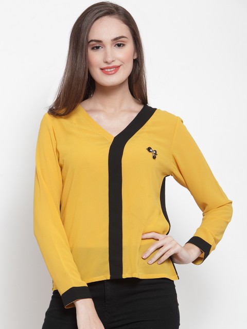 

armure Women Mustard Yellow Colourblocked Top