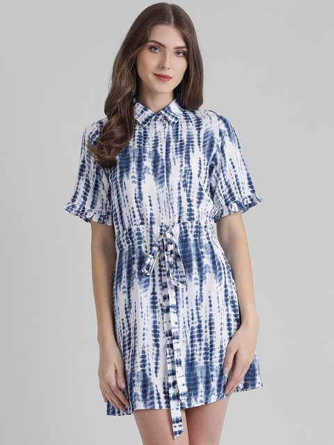 

Zink London Women Printed Blue & White Shirt Dress