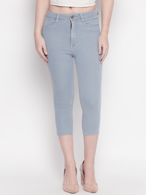

fungus Women Blue Solid Slim Fit Denim Capris