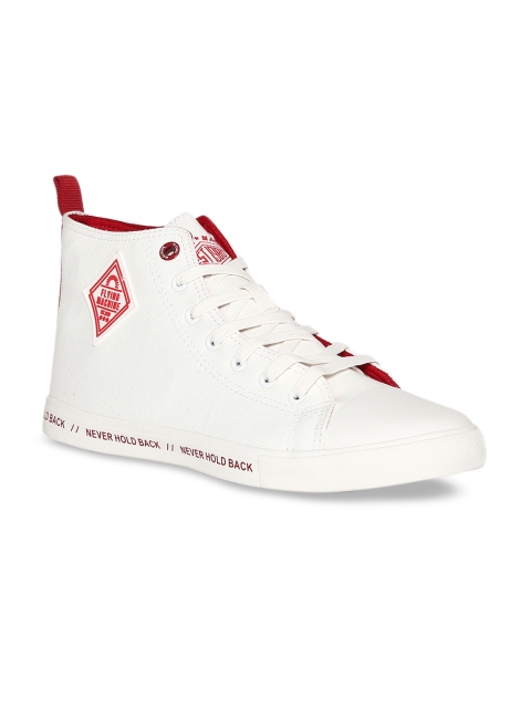 

Flying Machine Men Off-White Solid High-Top Sneakers