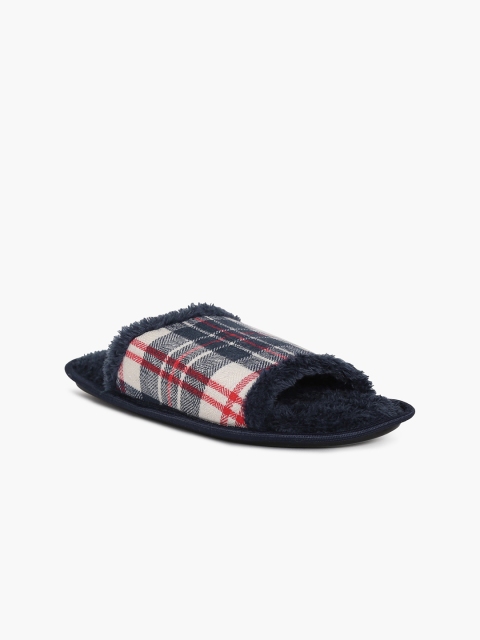 

Forca by Lifestyle Men Navy Blue & Off-White Self Design Room Slippers