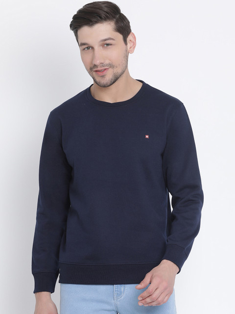 

SWISS MILITARY Men Navy Blue Solid Sweatshirt