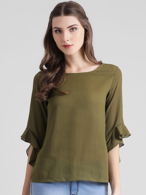 

Zink London Women Olive Green Solid Top