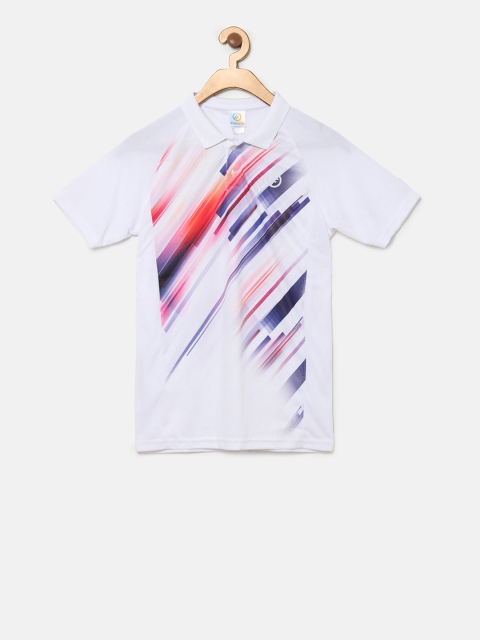

Instafab Boys White Printed Polo Collar T-shirt