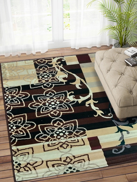 

Status Beige & Black Printed Nylon Vintage Persian Anti-Skid Carpet