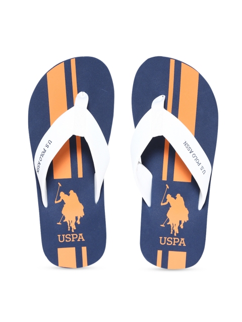

U.S. Polo Assn. Men White & Navy Blue Printed Thong Flip-Flops