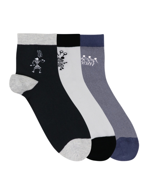 

Mustang Men Pack of 3 Patterned Cotton Above Ankle-Length Socks, Black