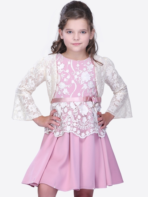 

CUTECUMBER Girls Solid Pink A-Line Dress