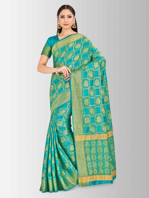 

MIMOSA Turquoise Blue Art Silk Woven Design Banarasi Saree