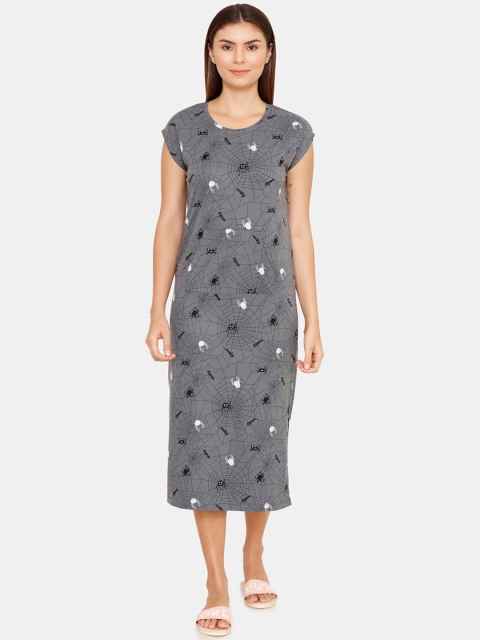 

Zivame Grey Printed Nightdress