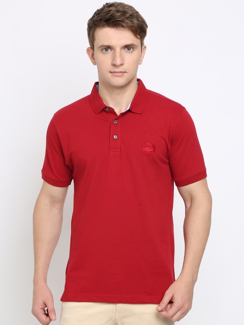 

Crocodile Men Red Solid Polo Collar T-shirt