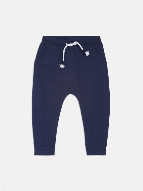 

MINI KLUB Boys Navy Blue Solid Pure Cotton Joggers