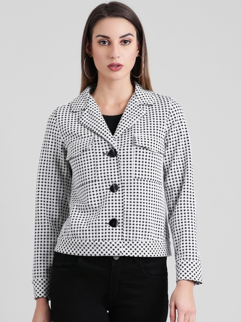 

Zink London Women Black & White Checked Jacket