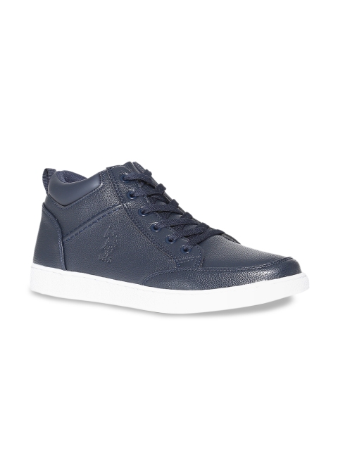 

U.S. Polo Assn. Men Navy Blue Solid Mid-Top Sneakers
