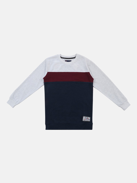 

Lil Tomatoes Boys Navy Blue Colourblocked Round Neck T-shirt
