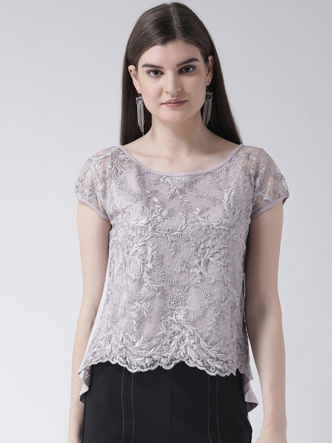 

Latin Quarters Women Lavender Self Design Top