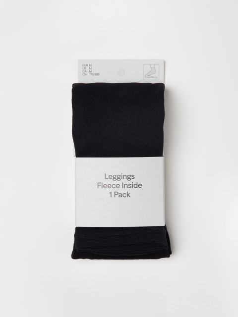 

H&M Women Black Solid Fleece leggings