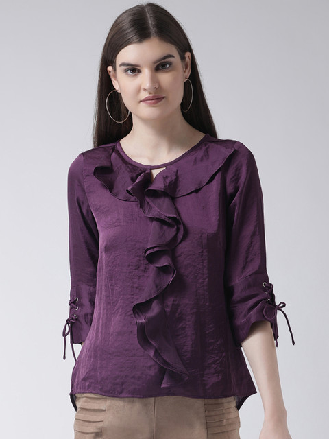 

Latin Quarters Women Purple Solid Top