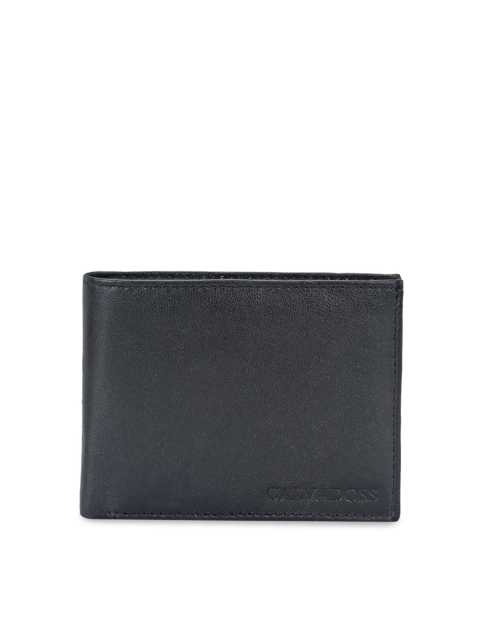 

Calvadoss Men Black Textured Leather Two Fold Wallet