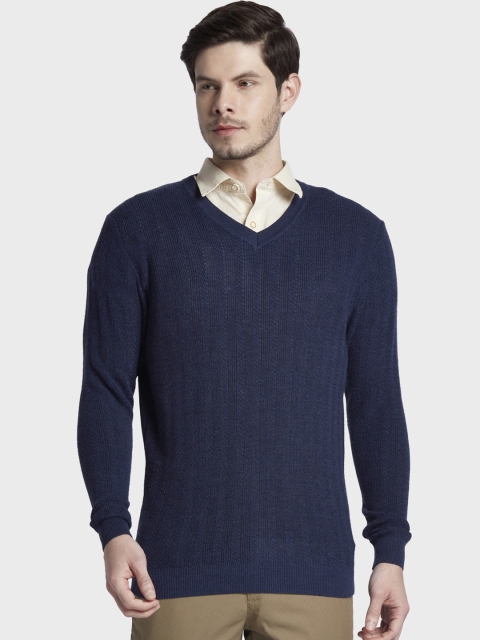 

ColorPlus Men Navy Blue Self Design Sweater
