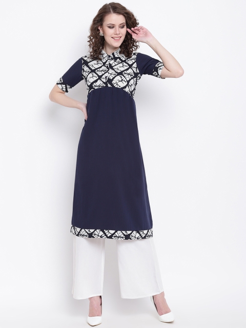 

Napra Women Blue & White Printed A-Line Kurta