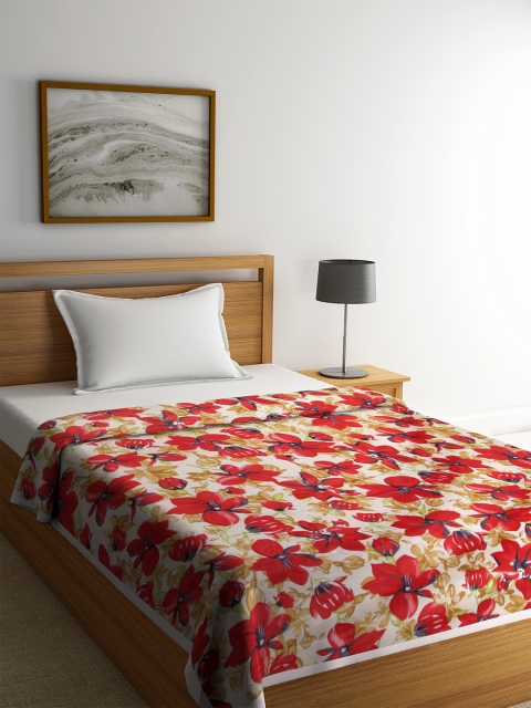 

Cortina Red & Red Floral AC Room 210 GSM Single Bed Dohar