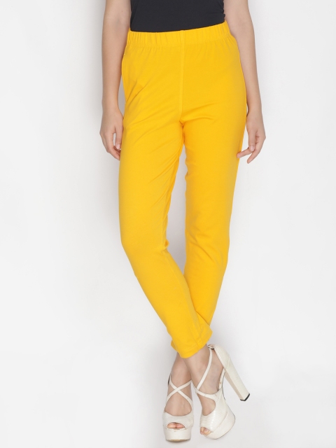 

LYRA Women Yellow Straight Fit Solid Cigarette Trousers