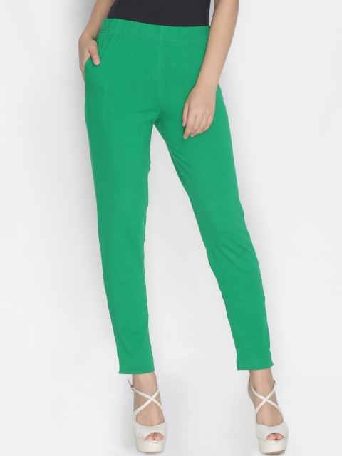 

LYRA Women Green Straight Fit Solid Cigarette Trousers