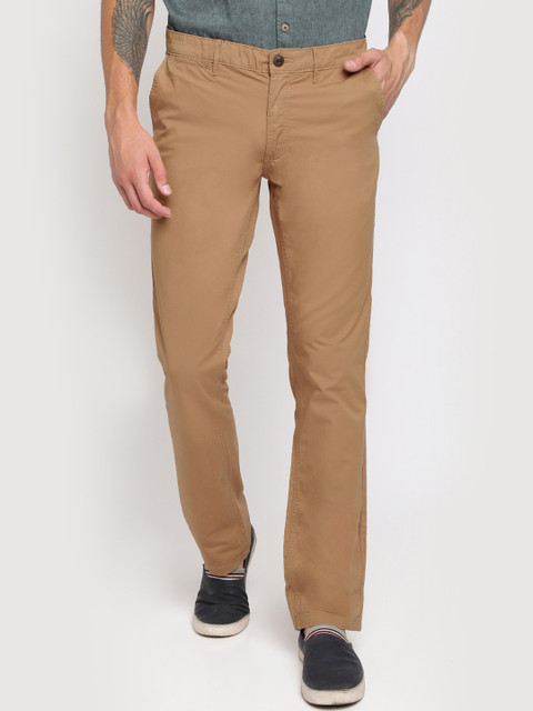 

Crocodile Men Khaki Slim Fit Solid Chinos