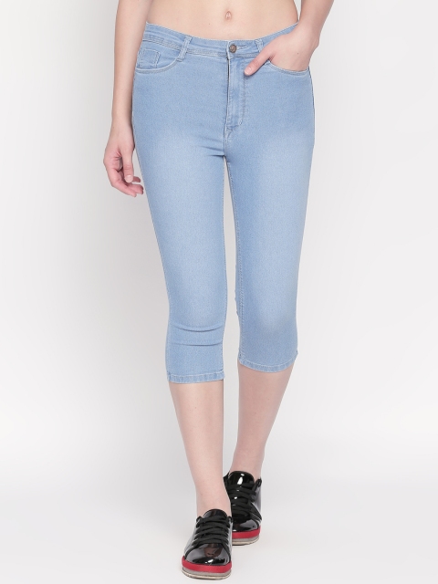 

fungus Women Blue Solid Slim Fit Denim Capris